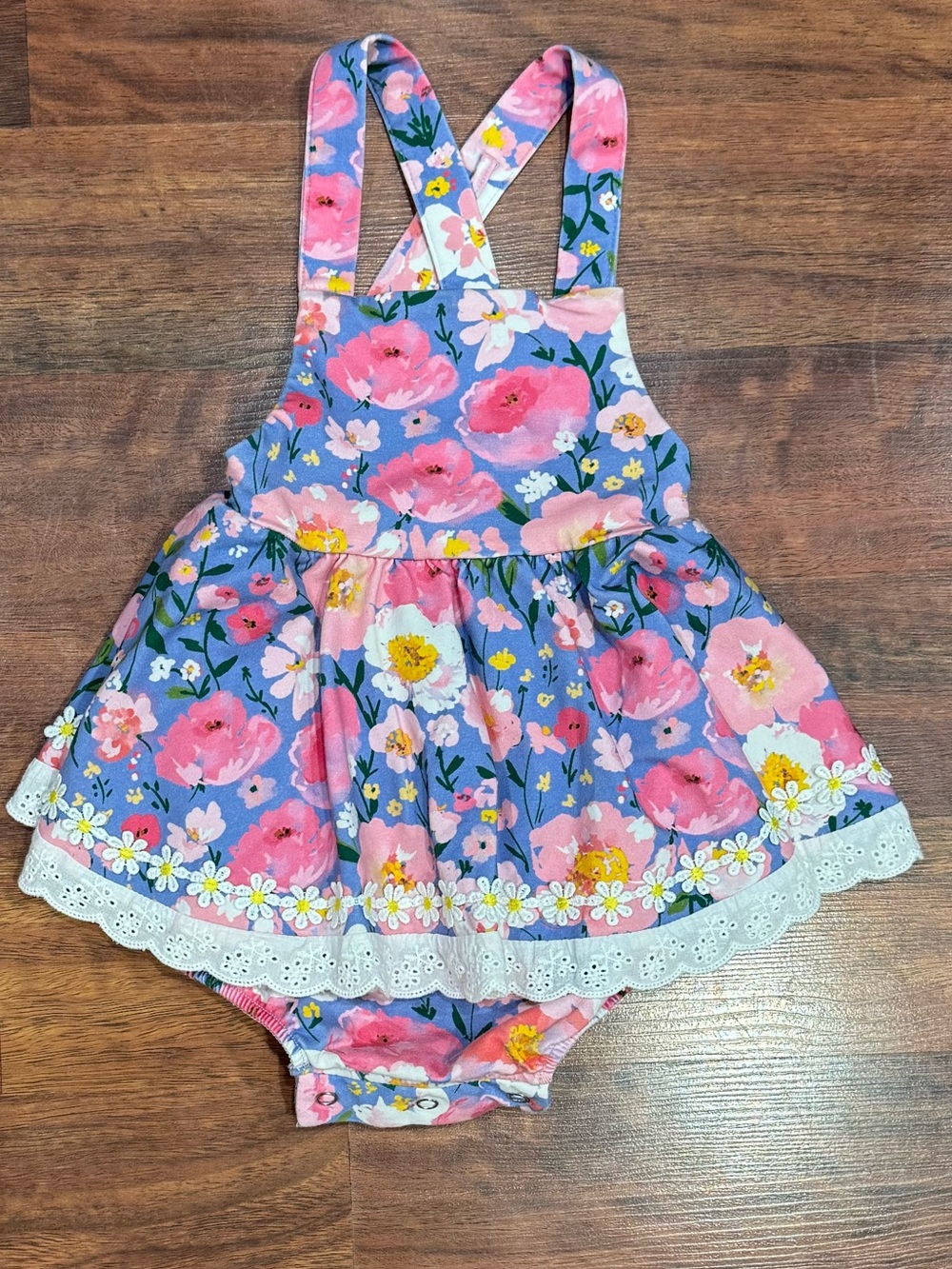 Love and Grow - Floral Pink & Lavender Strappy Baby Dress Romper